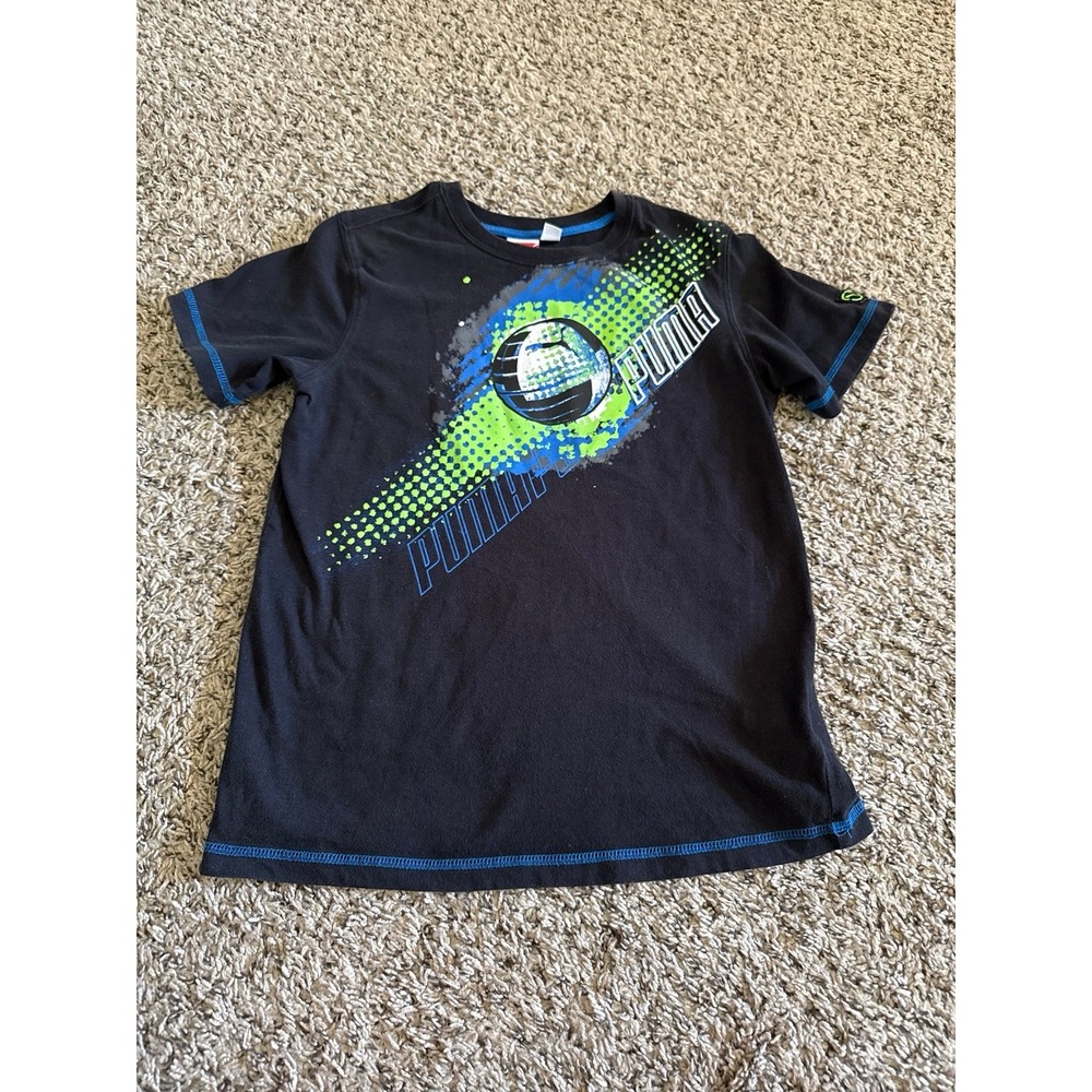 Puma Boys‎ Black "Puma Puma" short sleeve tee size Medium